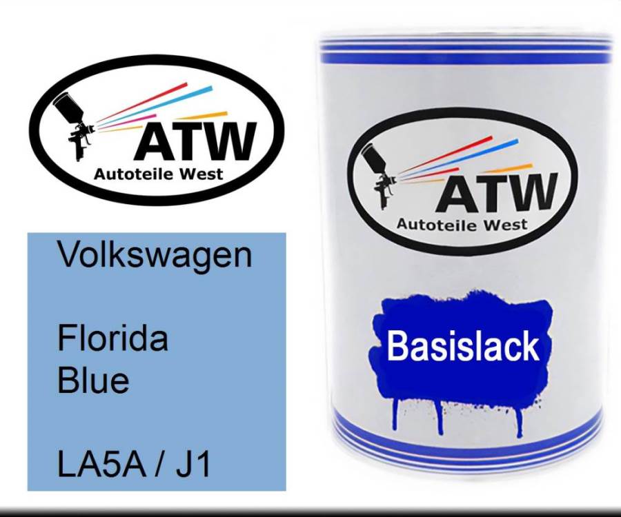 Volkswagen, Florida Blue, LA5A / J1: 500ml Lackdose, von ATW Autoteile West.